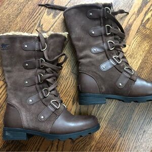 Sorel Women’s Winter Boots – Brown Leather & Suede, Faux Shearling Lined